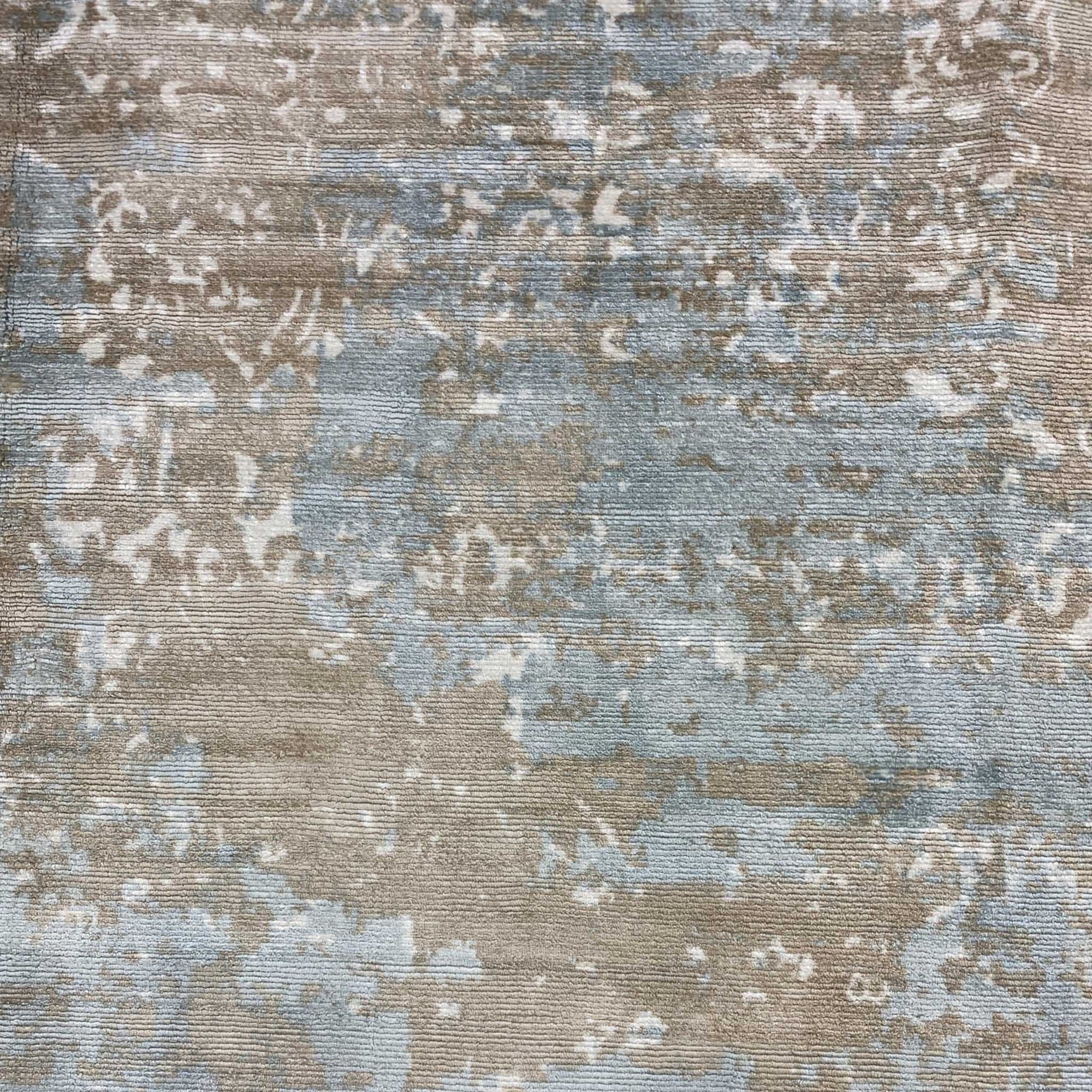 Indian 8'1" x 10'2" Hand Painted Modern Transitional Silk Rug